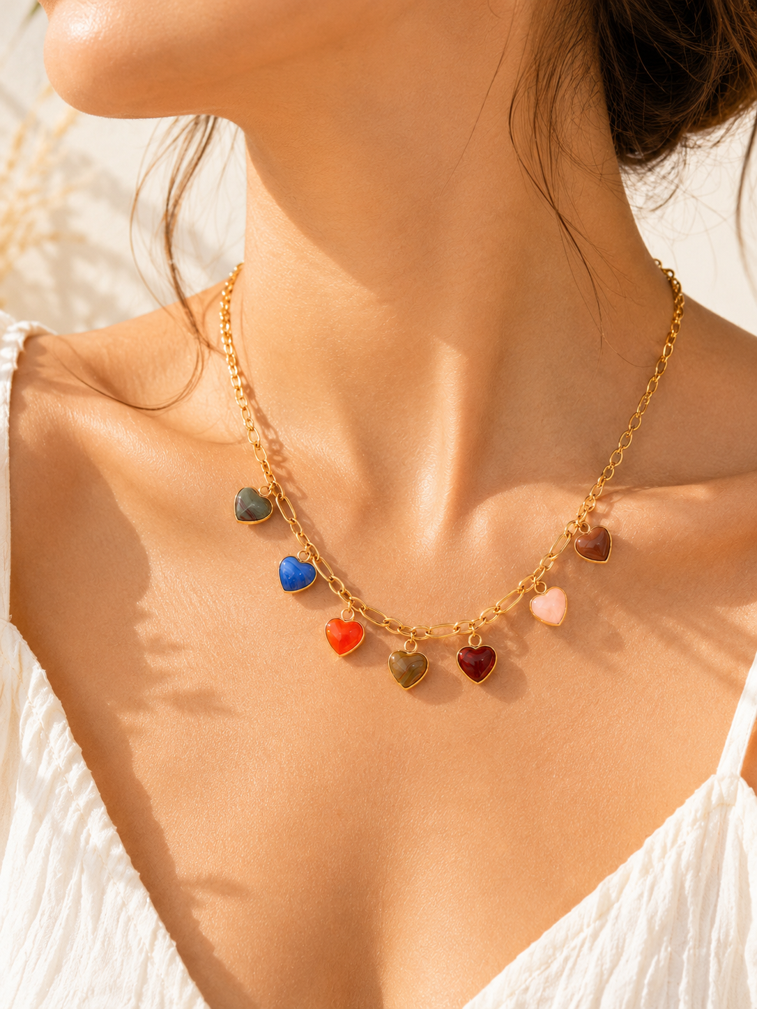 Gemstone Hearts Necklace — Waterproof
