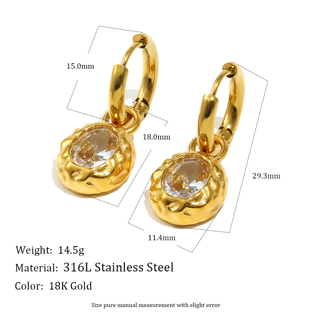 Zircon Stone Hoop Earring — Waterproof