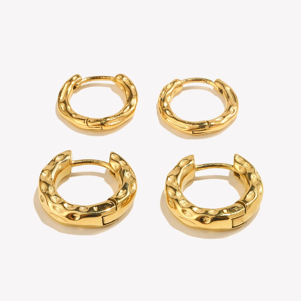 Hammered Hoop Earrings — Waterproof