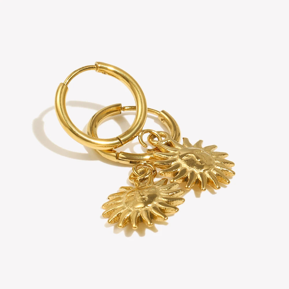 Sun Pendant Earrings — Waterproof