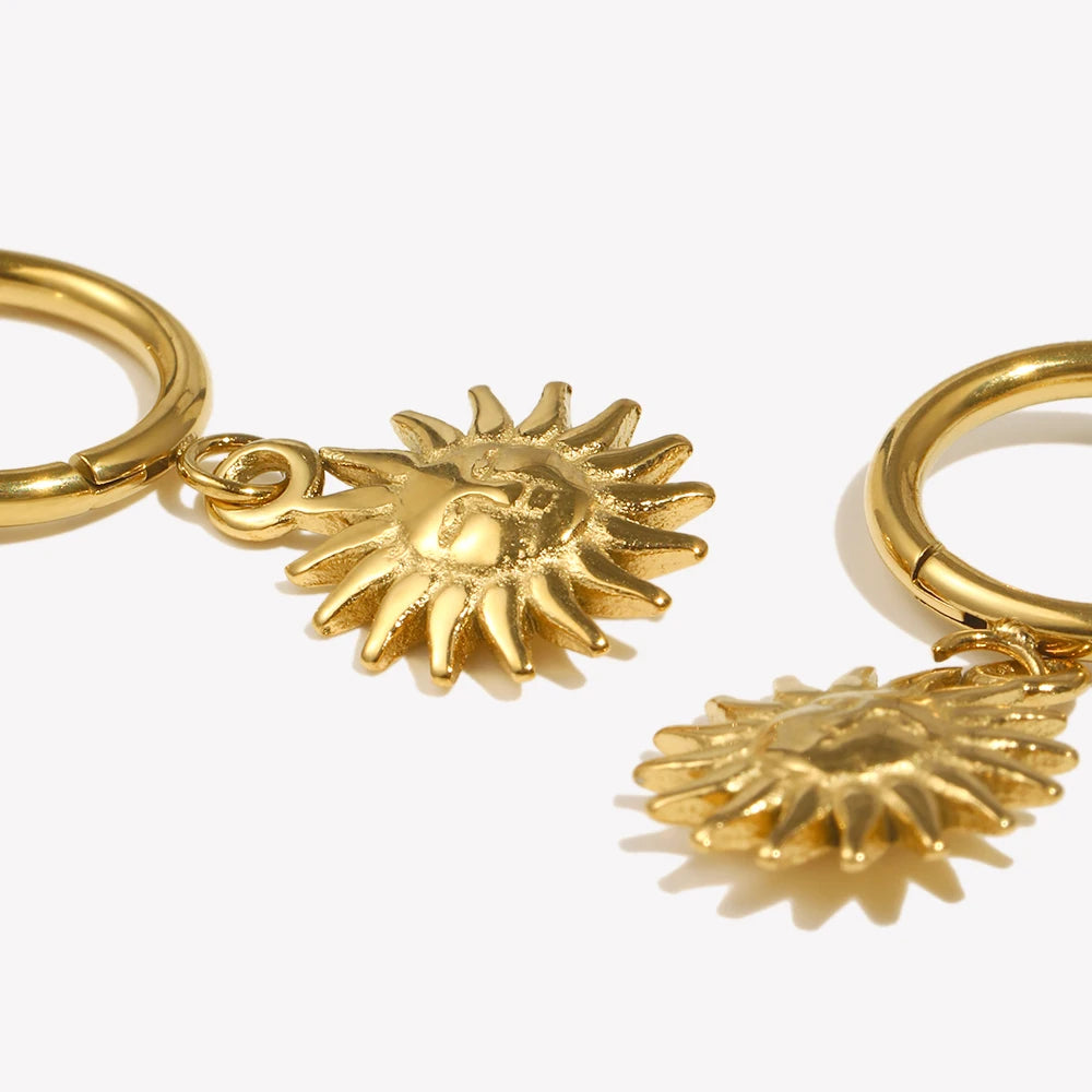 Sun Pendant Earrings — Waterproof