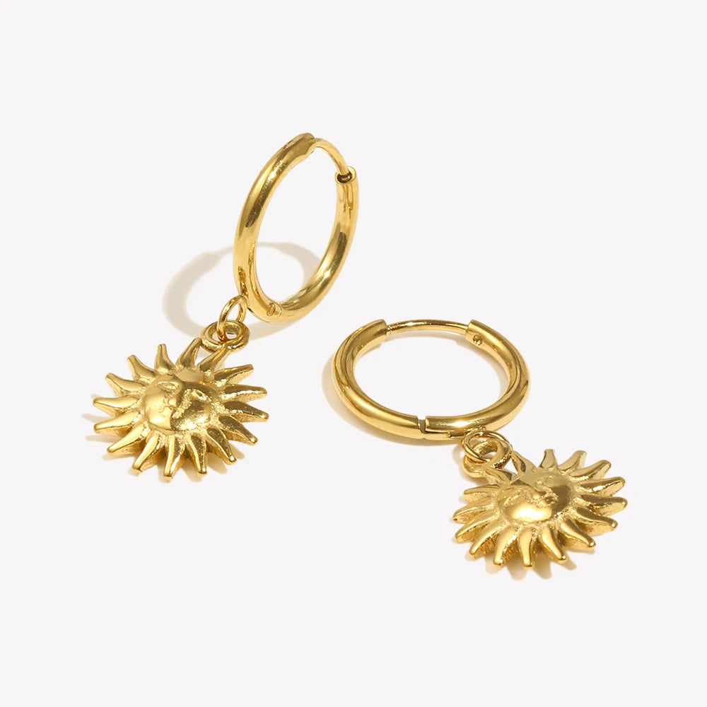 Sun Pendant Earrings — Waterproof