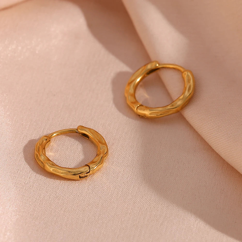 Hammered Hoop Earrings — Waterproof
