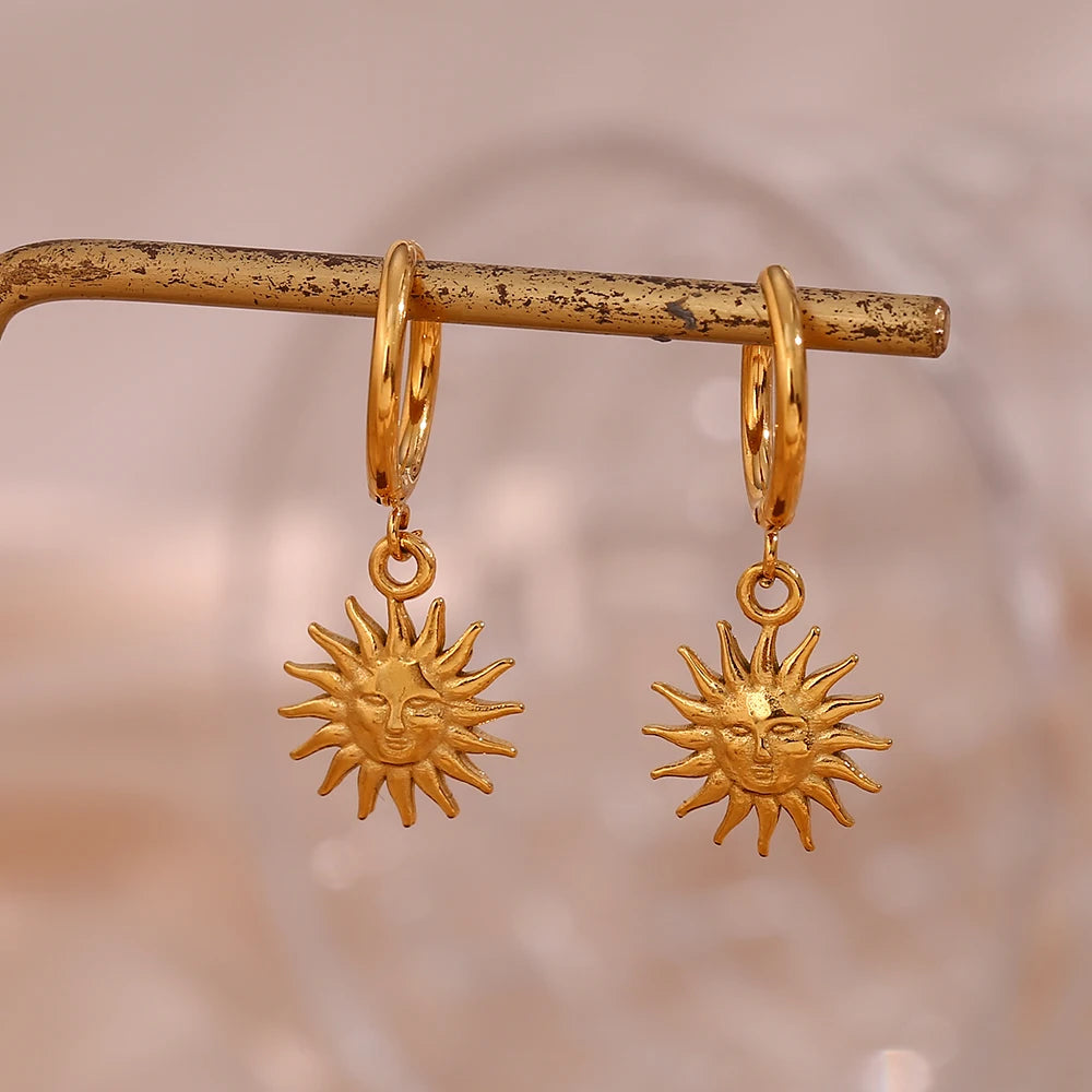 Sun Pendant Earrings — Waterproof