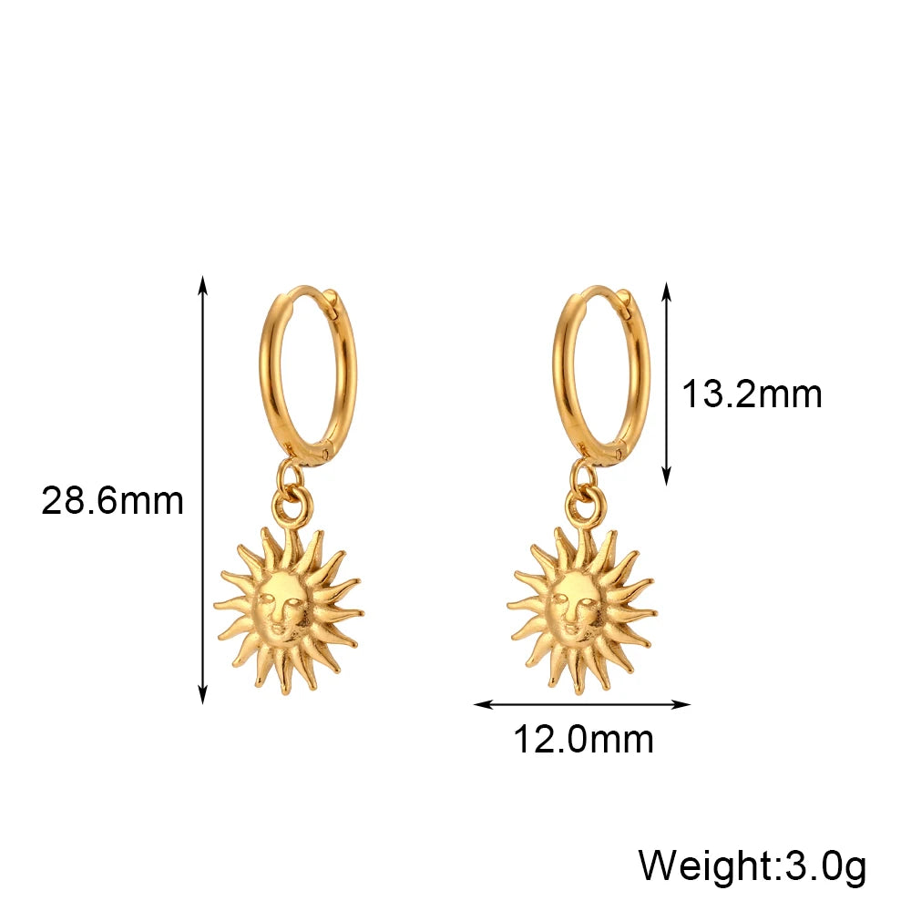 Sun Pendant Earrings — Waterproof