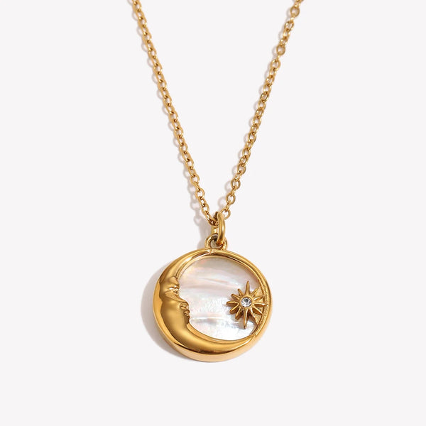 Moon Star Circle Necklace — Waterproof